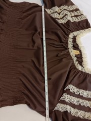 Vtg 60s 70s Partners Please Malco Modes Square Dance Dress Brown Cream 14 USA