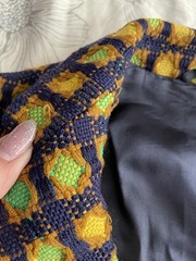 Vtg 90s PRADA Classic Tweed Textured Check Blazer Jacket Virgin Wool 40 Colorful