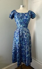 Vintage 1950’s Gigi Young Blue Dianthus Print Silk Dress