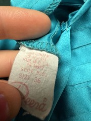 Vintage Silky Satin Cami Tank Y2K Teal Blue Pleated Bust Minimalist S/M