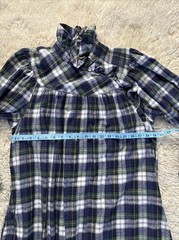 Vtg! Plaid Flannel Dress Sz S Cotton Blend Fall Winter Country Ruffle 80s NICE!
