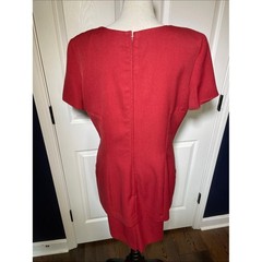 Vintage Ann Taylor Red Structured Short Sleeve Midi Secretary Dress Size 14