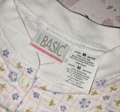 Vtg Simply Basic Nightgown Medium 100% Cotton Flannelette 80s Pink Blue Floral