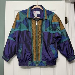 Vintage Active Stuff Geometric Colorful Windbreaker Jacket Size S