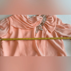 Patra Formal Party Dress Womens Sz 14 Peach Vintage 80’s Rhinestone Patch Union