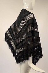CIVIL WAR 1860’S BLACK WATERED SILK CAPE FOR DRESS W SILK FRINGE