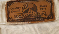Vtg 80s Rockies Rocky Mountain Western High-waisted Bare Back Tan Jeans-Sz 27/5