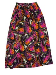 Vintage Barkcloth Floral Skirt Metal Zipper Unbranded Colorful 22″ Waist