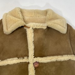 Vintage Sheepskin Shearling Wool Coat Womens Size In Photos Button Up Jacket