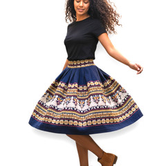 Hand Loomed Folk Art Crafted Hand Made Vintage Woven Full Skirt Guatemala Small