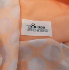 VTG 1960s SUSAN THOMAS DRESS ORANGE CREAM PEACH COTTON POLY NYLON POLKA DOTS