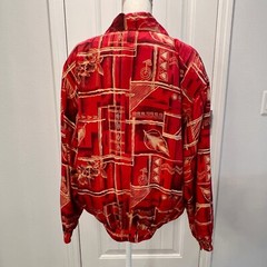 FUDA International Women’s Red Floral Silk Long Sleeves Jacket Size Large