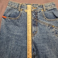 Vintage Lawman Western Jeans Acid Wash High Waist Asymmetrical Double Button 9