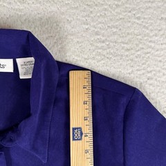 Vintage Units Top Women Size XL Purple Collared Short Sleeve Poly Made in USA