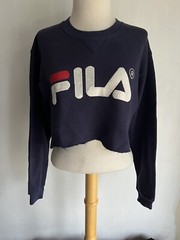 FILA x RUSSELL ATHLETIC Women’s Vintage 80s Crewneck Crop Top Sweatshirt Medium