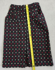 Vintage Woman’s Skirt 100% Wool Home Sewn 1960’s Grey with Red/White Pattern