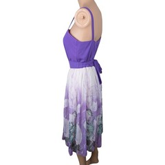 Vintage 1970s Lilli Diamond California Purple Floral Chiffon Dress Fits XS/S