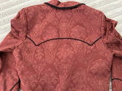 Vintage Pioneer Wear Burgundy Brocade Western Blazer 10/XL USA Made Cotton/Poly