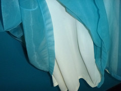 Vtg 50s Odette Barsa 2 Layer Chiffon Over Nylon Robe Turquoise Off White Sz M