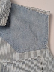 Vtg. 1980s-1990s Womens Bonjour Striped Denim Vest Size Large Western Boho Style