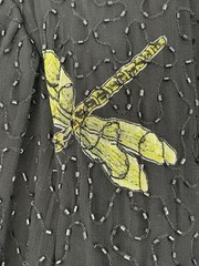 Vintage New Options Butterfly Dragonfly Maxi Dress Jacket Beaded Sequin Medium