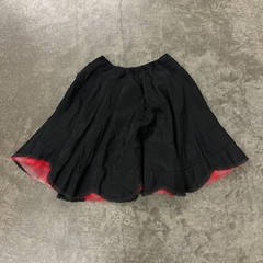 1950s Womens Black Taffeta Ruffle Tulle Skirt Peek-A-Boo Ruffle Uneven Hem Sz S