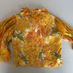 VTG 60’s Teddi Of California Cropped Blouse Orange Yellow Floral Women’s Small