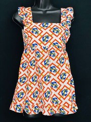 Vintage 1970s novelty print sleeveless top tunic anchor sailor summer nautical