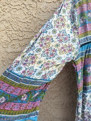 Vintage 70’s Cotton Gauze India Ethnic Peasant DRESS Boho Hippie Rainbow