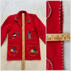 1940s Vtg Mexican Wool Embroidered Tourist Souvenir Jacket 40s Folk Art