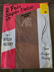 NIP Vintage Unbranded Seamless Sheer Mesh Nylon Stockings 10 1/2 Mist-Tone
