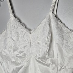 VTG Dixie Belle White Lace Camisole Tank Top 44 3X Nylon Satin Lingerie