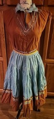 Vtg Handmade Western Skirt & Top Granny Core Ruffle Square Dance Patio Dress