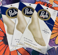 Vtg Peds Supreme Nylon Stockings Toe Covers Suntan Large
