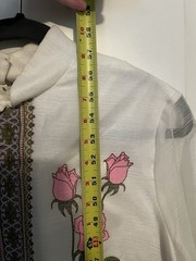 1970s VTG Alfred Shaheen Cheongsam Maxi Dress White Pink Flowers Size 16 W/belt