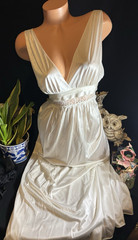 Vtg Silky Frosted Nightie Dress Nightgown Negligee Gown Silky Soft Dress S