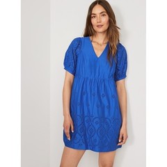 Old Navy Royal Blue Eyelet V‑Neck Mini Dress