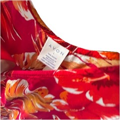 VINTAGE AVON Flowers Red Summer Long Sun Dress Size Large 1990 NWOT