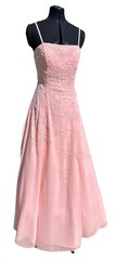 Vintage Alyce Designs Pink Dress Beaded Leaf Size 8 Petticoat Sleeveless Formal