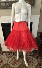 Vtg Red Malco Modes Western Square Dance Petticoat Crinoline Womens Medium USA