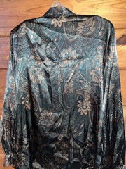 Vintage 90’s Karen Scott Satin Tunic Shirt Size XL Paisley Print Dressy Top