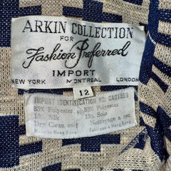 Vintage Arkin Collection Fashion Preferred Mod Geometric Knit Dress Navy Tan 12