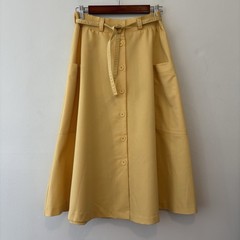 Vintage Sunny South Fashions Skirt Medium Yellow Pockets Midi 80s