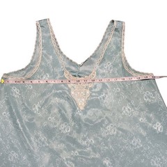 Vintage Deena Seafoam Satin Floral Coquette Fairycore Nightgown Slip Dress