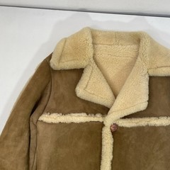 Vintage Sheepskin Shearling Wool Coat Womens Size In Photos Button Up Jacket