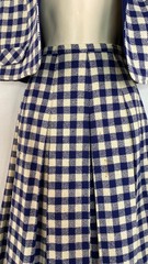 Vintage 1960s blue white check skirt vest set S sleeveless wool outfit navy top