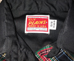 Vintage Ely Plains Womens Black Pearl Snap Western Shirt Sz 15/16 Red Trim Plaid
