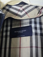 Burberry London Mod Coat Detachable Hood Nova Check Liner Women’s Size 12R Navy