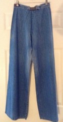 VTG 70s Body Lingo Blue Denim ELEPHANT Bell Bottom Flare Jeans Sz S/M? 28″W Boho