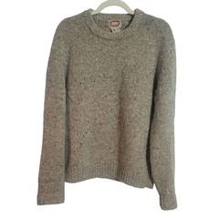 Vintage 70s 80s Banana Republic Wool Sweater Size LG Fisherman Crew Neck Beige